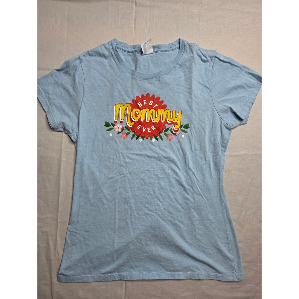 Port & Company Fan Favorite T-Shirt Women's Small Blue Best Mommy Ever Graphic